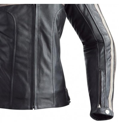 Giacca moto da donna in pelle Ixon Heroes Lady nera e beige Giacca moto da donna in pelle Ixon Heroes Lady nera e beige