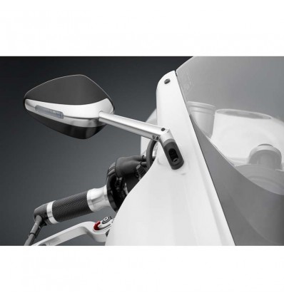 Specchietto universale biposizione Rizoma Veloce L Sport argento con indicatore led