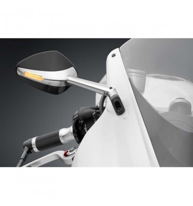 Specchietto universale biposizione Rizoma Veloce L Sport argento con indicatore led Specchietto universale biposizione Rizoma Veloce L Sport argento con indicatore led