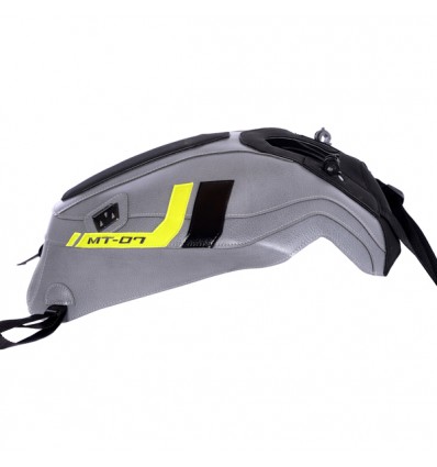 Copriserbatoio Bagster per Yamaha MT 07 in similpelle grigio, giallo e nero