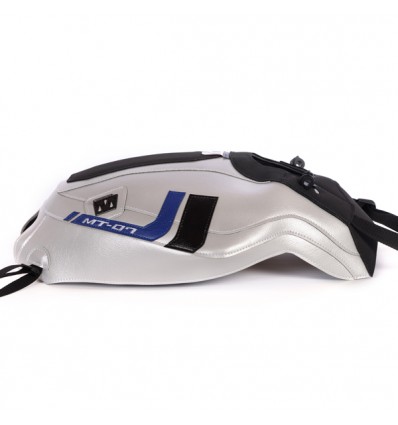 Copriserbatoio Bagster per Yamaha MT 07 in similpelle argento, nero opaco e blu
