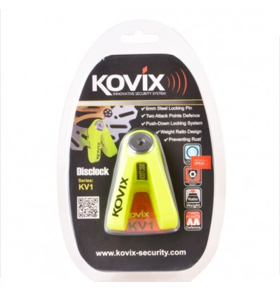 Bloccadisco Kovix KV1 con perno da 5mm giallo fluo Bloccadisco Kovix KV1 con perno da 5mm giallo fluo