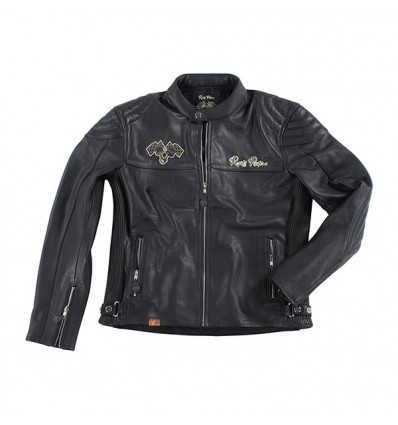 Giacca da moto in pelle Rusty Pistons Logan nera