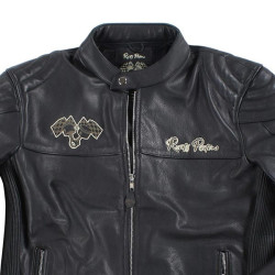 Giacca da moto in pelle Rusty Pistons Logan nera Giacca da moto in pelle Rusty Pistons Logan nera