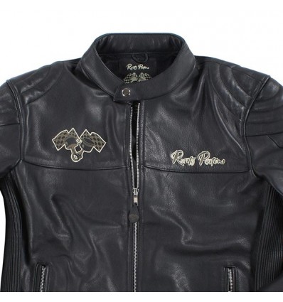 Giacca da moto in pelle Rusty Pistons Logan nera Giacca da moto in pelle Rusty Pistons Logan nera