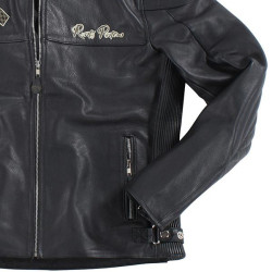 Giacca da moto in pelle Rusty Pistons Logan nera Giacca da moto in pelle Rusty Pistons Logan nera