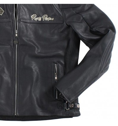 Giacca da moto in pelle Rusty Pistons Logan nera Giacca da moto in pelle Rusty Pistons Logan nera