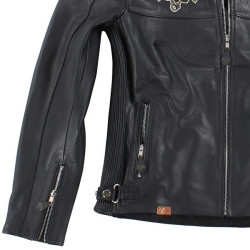 Giacca da moto in pelle Rusty Pistons Logan nera Giacca da moto in pelle Rusty Pistons Logan nera