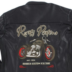 Giacca da moto in pelle Rusty Pistons Logan nera Giacca da moto in pelle Rusty Pistons Logan nera