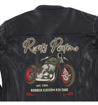 Giacca da moto in pelle Rusty Pistons Logan nera Giacca da moto in pelle Rusty Pistons Logan nera