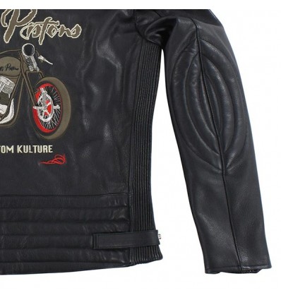 Giacca da moto in pelle Rusty Pistons Logan nera Giacca da moto in pelle Rusty Pistons Logan nera