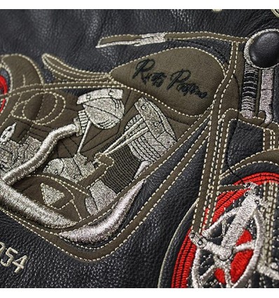 Giacca da moto in pelle Rusty Pistons Logan nera Giacca da moto in pelle Rusty Pistons Logan nera