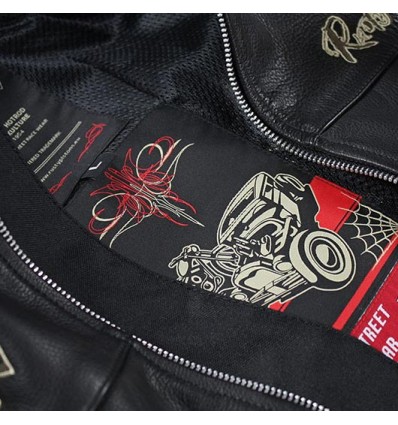 Giacca da moto in pelle Rusty Pistons Logan nera Giacca da moto in pelle Rusty Pistons Logan nera