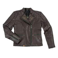Giacca moto da donna in pelle Rusty Pistons Livonia Brown marrone