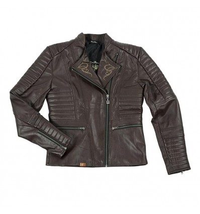 Giacca moto da donna in pelle Rusty Pistons Livonia Brown marrone