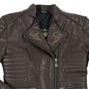 Giacca moto da donna in pelle Rusty Pistons Livonia Brown marrone Giacca moto da donna in pelle Rusty Pistons Livonia Brown marrone