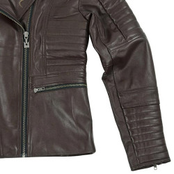 Giacca moto da donna in pelle Rusty Pistons Livonia Brown marrone Giacca moto da donna in pelle Rusty Pistons Livonia Brown marrone