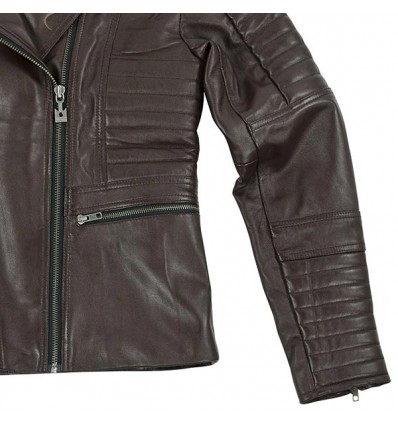 Giacca moto da donna in pelle Rusty Pistons Livonia Brown marrone Giacca moto da donna in pelle Rusty Pistons Livonia Brown marrone