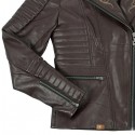 Giacca moto da donna in pelle Rusty Pistons Livonia Brown marrone Giacca moto da donna in pelle Rusty Pistons Livonia Brown marrone