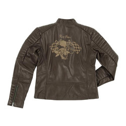 Giacca moto da donna in pelle Rusty Pistons Livonia Brown marrone Giacca moto da donna in pelle Rusty Pistons Livonia Brown marrone