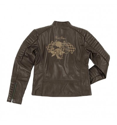 Giacca moto da donna in pelle Rusty Pistons Livonia Brown marrone Giacca moto da donna in pelle Rusty Pistons Livonia Brown marrone