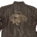 Giacca moto da donna in pelle Rusty Pistons Livonia Brown marrone Giacca moto da donna in pelle Rusty Pistons Livonia Brown marrone