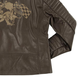 Giacca moto da donna in pelle Rusty Pistons Livonia Brown marrone Giacca moto da donna in pelle Rusty Pistons Livonia Brown marrone