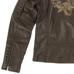 Giacca moto da donna in pelle Rusty Pistons Livonia Brown marrone Giacca moto da donna in pelle Rusty Pistons Livonia Brown marrone