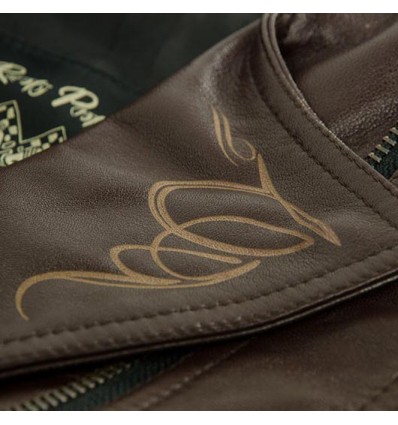 Giacca moto da donna in pelle Rusty Pistons Livonia Brown marrone Giacca moto da donna in pelle Rusty Pistons Livonia Brown marrone