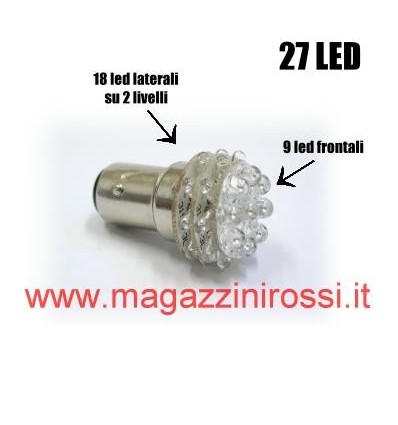 Lampadina stop biluce BAY15D a 27 led rossi multidirezi Lampadina stop biluce BAY15D a 27 led rossi multidirezi