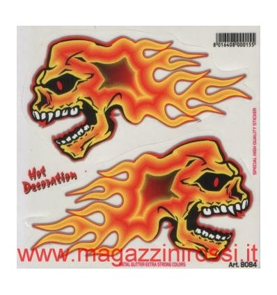 Set Adesivi medi Teschi con Fiamme Set Adesivi medi Teschi con Fiamme