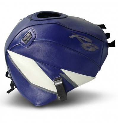 Copriserbatoio Bagster per Yamaha YZF R6 99-02 similpelle blu baltico e bianco Copriserbatoio Bagster per Yamaha YZF R6 99-02 similpelle blu baltico e bianco