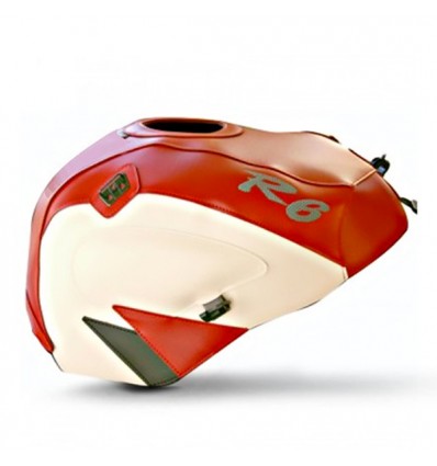 Copriserbatoio Bagster per Yamaha YZF R6 99-02 similpelle rosso e bianco Copriserbatoio Bagster per Yamaha YZF R6 99-02 similpelle rosso e bianco