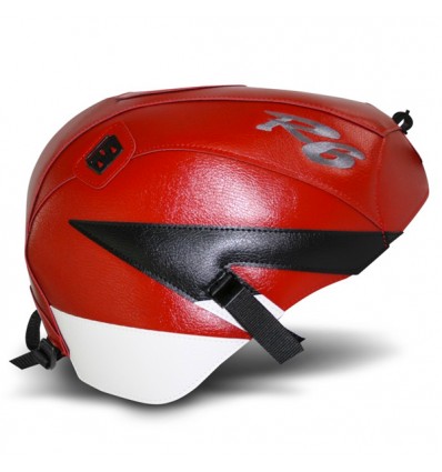 Copriserbatoio Bagster per Yamaha YZF R6 99-02 similpelle rosso, bianco e nero Copriserbatoio Bagster per Yamaha YZF R6 99-02 similpelle rosso, bianco e nero