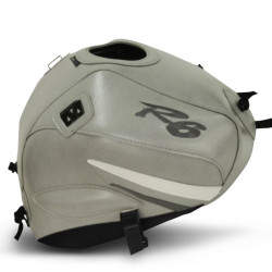 Copriserbatoio Bagster per Yamaha YZF R6 03-05 in similpelle grigio, bianco e acciaio