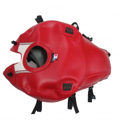 Copriserbatoio Bagster per Ducati Monster 821/1200/1200S in similpelle rosso, bianco e argento