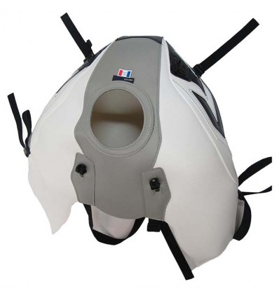 Copriserbatoio Bagster per BMW R1200R dal 2015 in similpelle nickel, nero e bianco Copriserbatoio Bagster per BMW R1200R dal 2015 in similpelle nickel, nero e bianco