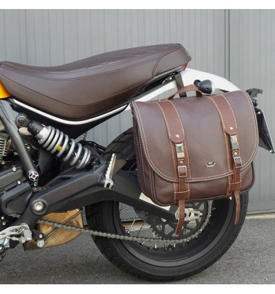 Borsa laterale MCJ Business in pelle marrone per Ducati Scrambler Borsa laterale MCJ Business in pelle marrone per Ducati Scrambler