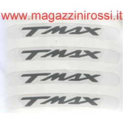 Set 4 adesivi scritta T-Max curvi 8 cm argento
