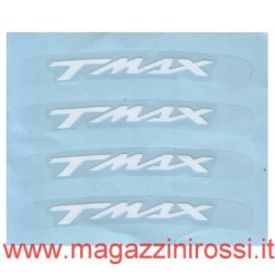 Set 4 adesivi scritta T-Max curvi 8 cm bianchi