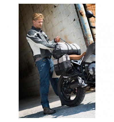 Borsa a rullo Held Canvas impermeabile da sella o portapacchi 20lt nera e grigia Borsa a rullo Held Canvas impermeabile da sella o portapacchi 20lt nera e grigia