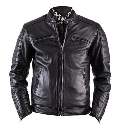 Giacca da moto in pelle Helstons Cruiser Cuir Rag nera