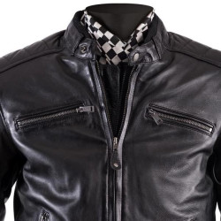 Giacca da moto in pelle Helstons Cruiser Cuir Rag nera Giacca da moto in pelle Helstons Cruiser Cuir Rag nera