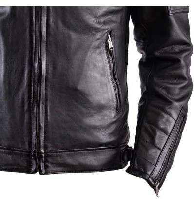 Giacca da moto in pelle Helstons Cruiser Cuir Rag nera Giacca da moto in pelle Helstons Cruiser Cuir Rag nera