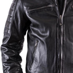 Giacca da moto in pelle Helstons Cruiser Cuir Rag nera Giacca da moto in pelle Helstons Cruiser Cuir Rag nera