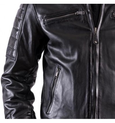 Giacca da moto in pelle Helstons Cruiser Cuir Rag nera Giacca da moto in pelle Helstons Cruiser Cuir Rag nera
