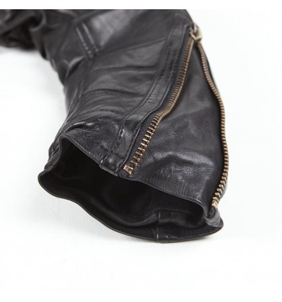 Giacca da moto in pelle Helstons Cruiser Cuir Rag nera Giacca da moto in pelle Helstons Cruiser Cuir Rag nera