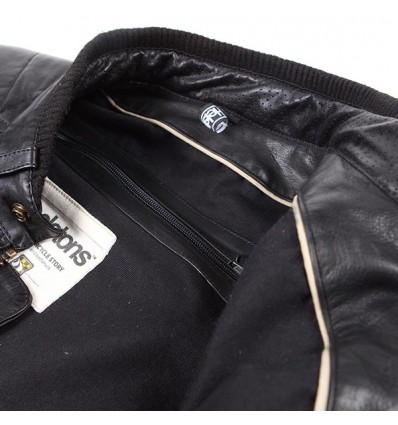Giacca da moto in pelle Helstons Cruiser Cuir Rag nera Giacca da moto in pelle Helstons Cruiser Cuir Rag nera