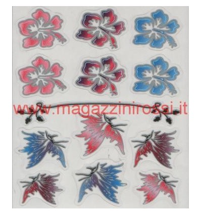 Set adesivi  4R fantasia farfalle e fiori hawaiani