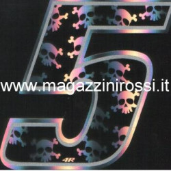 Adesivo 4R numero con teschietti ad effetto olografico